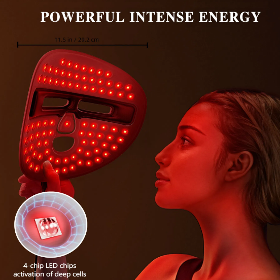 LED Face Mask Facial Care Tool, Red Light Therapy Mask For Face For Skincare At Home Travel