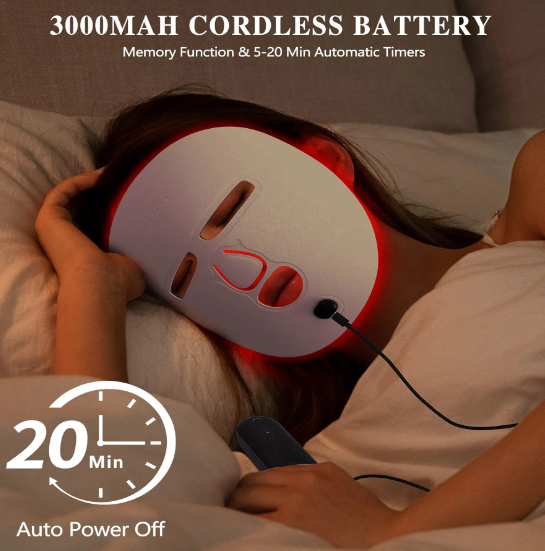 LED Face Mask Facial Care Tool, Red Light Therapy Mask For Face For Skincare At Home Travel